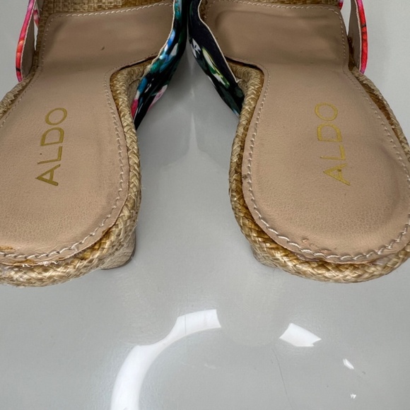 Aldo Sandals Floral Colourful Hawaiian Wedge Wicker High Heel Size 7.5 - Picture 13 of 14